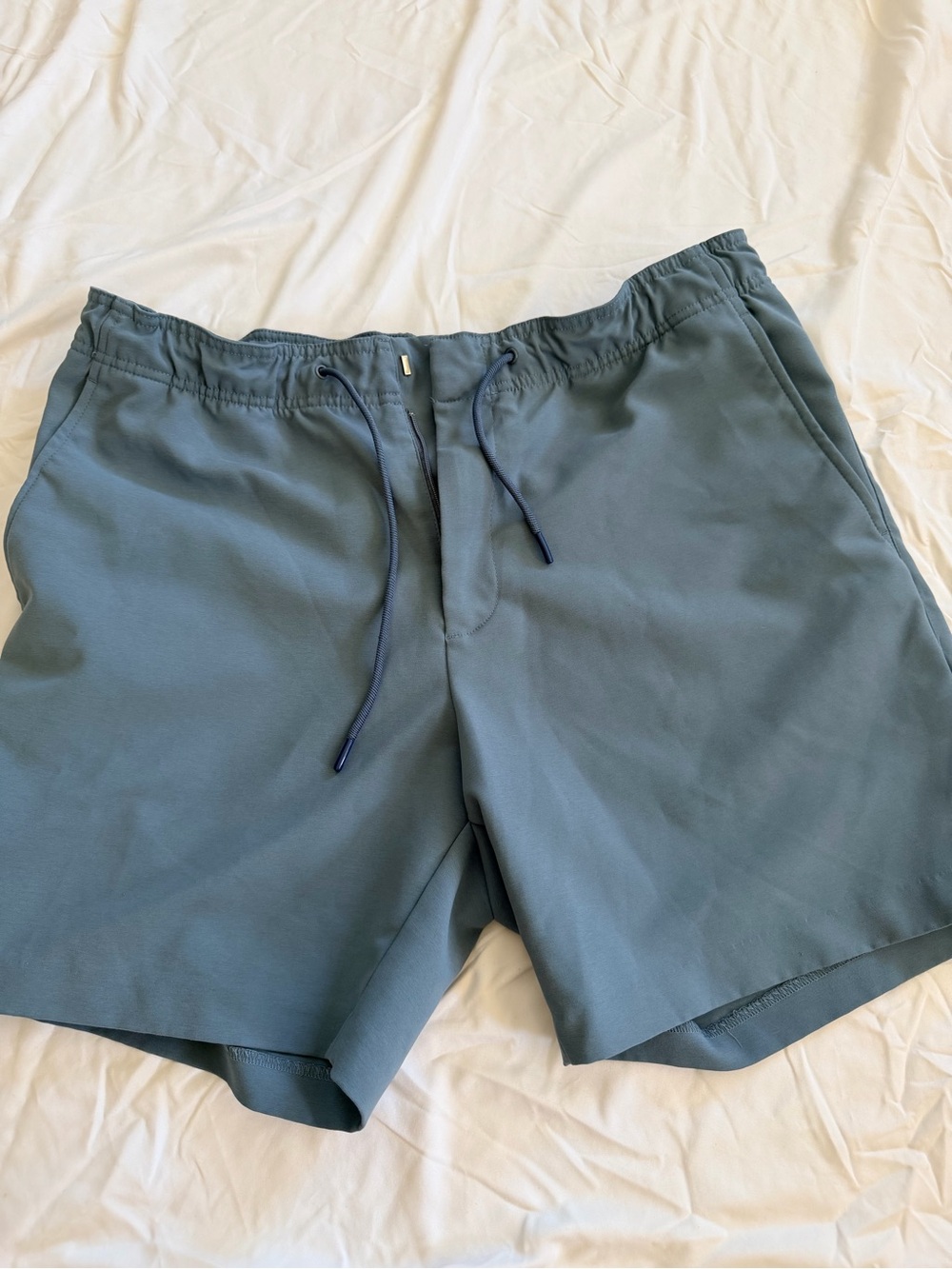 Perry Ellis Men's Drawstring Athletic Shorts in Slate Blue-Green